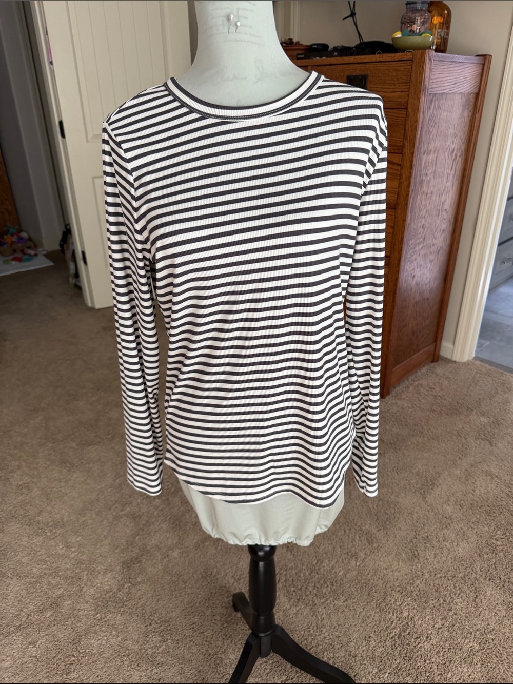 No Boundaries Black & White Striped Long Sleeve Tee